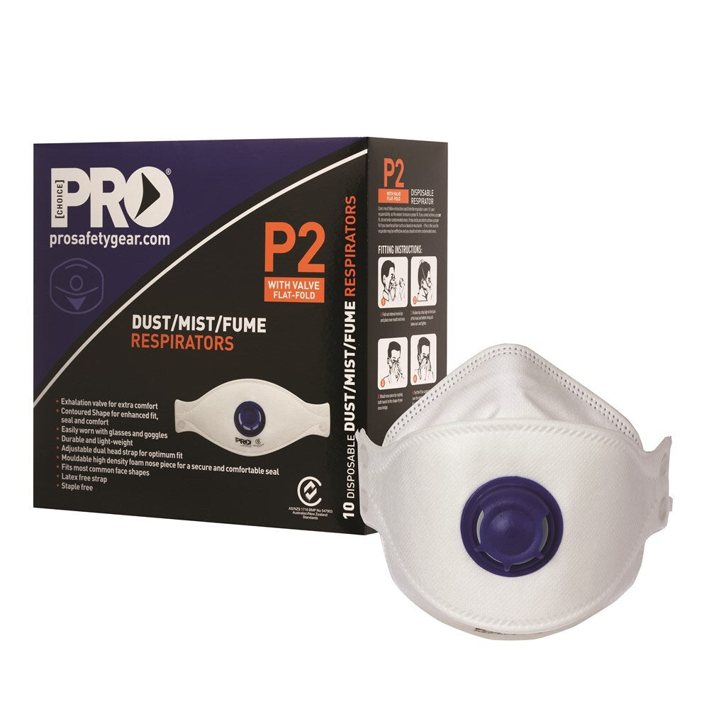 P2 Flat Fold Mask with Valve (Box of 10)